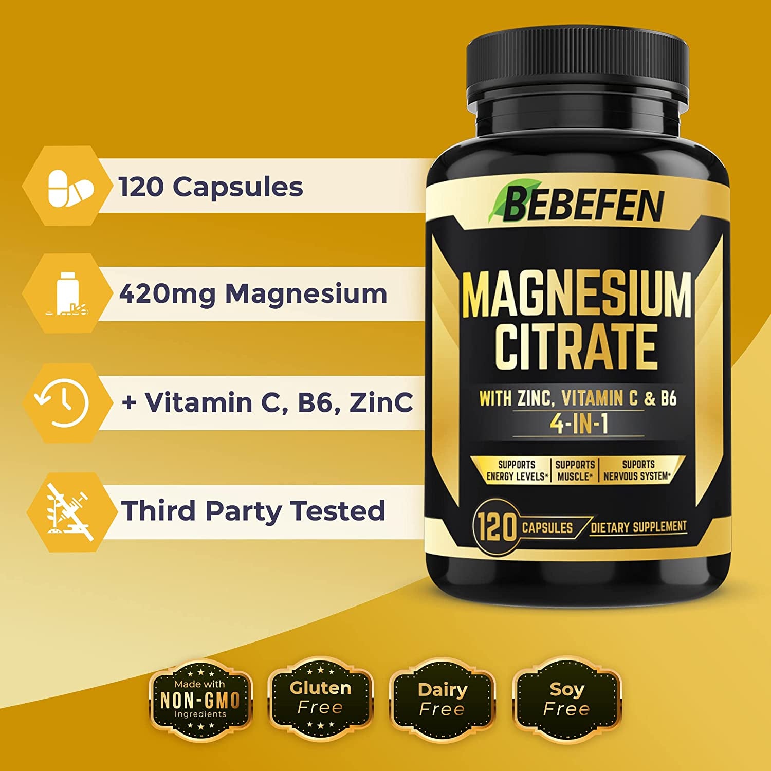 (๐ ๐๐จ๐ง๐ญ๐ก ๐๐ฎ๐ฉ๐ฉ๐ฅ๐ฒ) Magnesium Citrate ๐๐๐ ๐๐๐ฉ๐ฌ๐ฎ๐ฅ๐๐ฌ with ๐๐ข๐ง๐, ๐๐ข๐ญ๐๐ฆ๐ข๐ง ๐, ๐๐ โ Muscle, Joint, Heart & Digestion Support